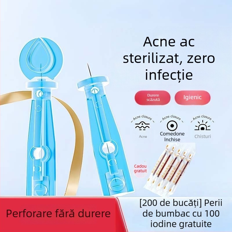 Ace de acnee din oțel inoxidabil, de unică folosință, pentru comedoane și puncte negre (ultra-fin)