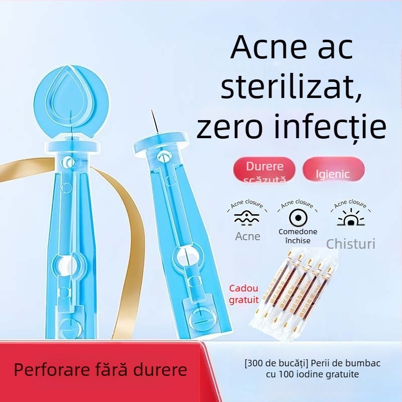 Ace de acnee din oțel inoxidabil, de unică folosință, pentru comedoane și puncte negre (ultra-fin)