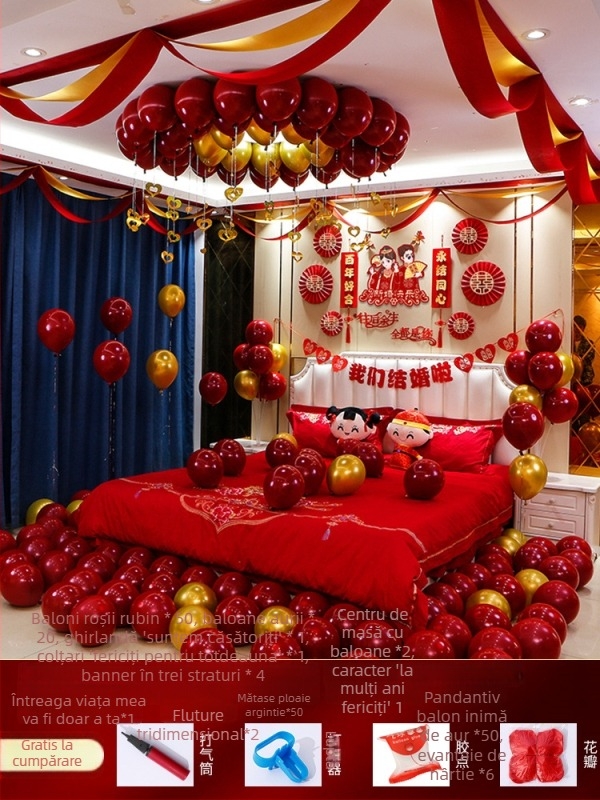 Set decor camere de nuntă — textil nețesut; ambalaj carton; destinat nunții; categorie: Alte accesorii de nuntă