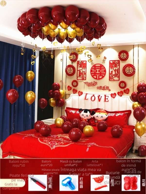 Set decor camere de nuntă — textil nețesut; ambalaj carton; destinat nunții; categorie: Alte accesorii de nuntă