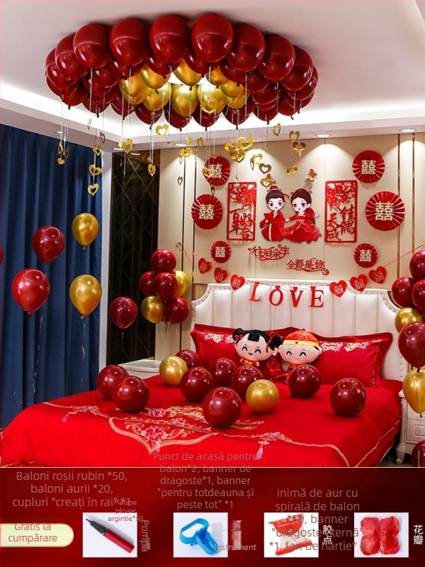 Set decor camere de nuntă — textil nețesut; ambalaj carton; destinat nunții; categorie: Alte accesorii de nuntă