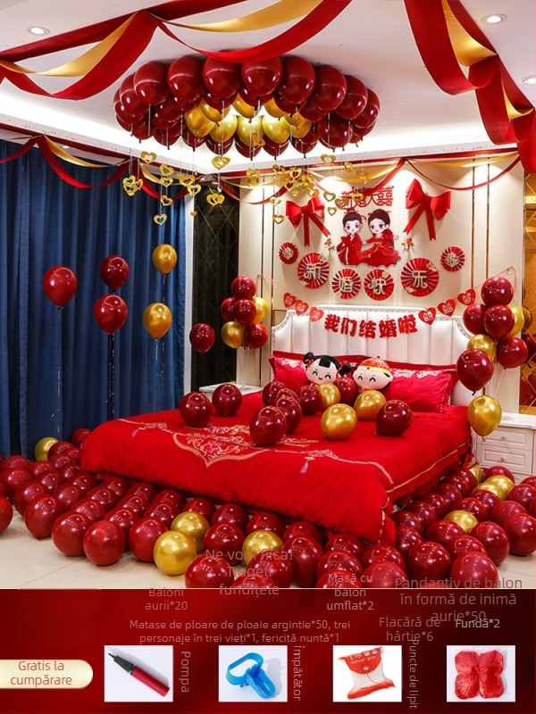 Set decor camere de nuntă — textil nețesut; ambalaj carton; destinat nunții; categorie: Alte accesorii de nuntă