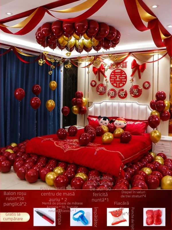 Set decor camere de nuntă — textil nețesut; ambalaj carton; destinat nunții; categorie: Alte accesorii de nuntă