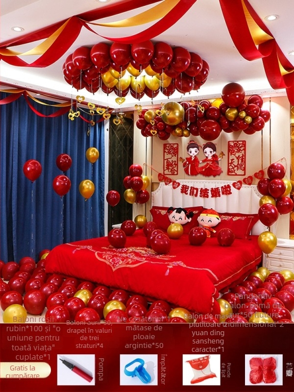 Set decor camere de nuntă — textil nețesut; ambalaj carton; destinat nunții; categorie: Alte accesorii de nuntă