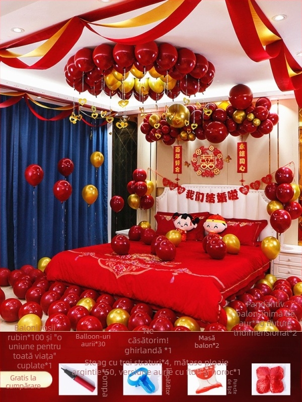 Set decor camere de nuntă — textil nețesut; ambalaj carton; destinat nunții; categorie: Alte accesorii de nuntă