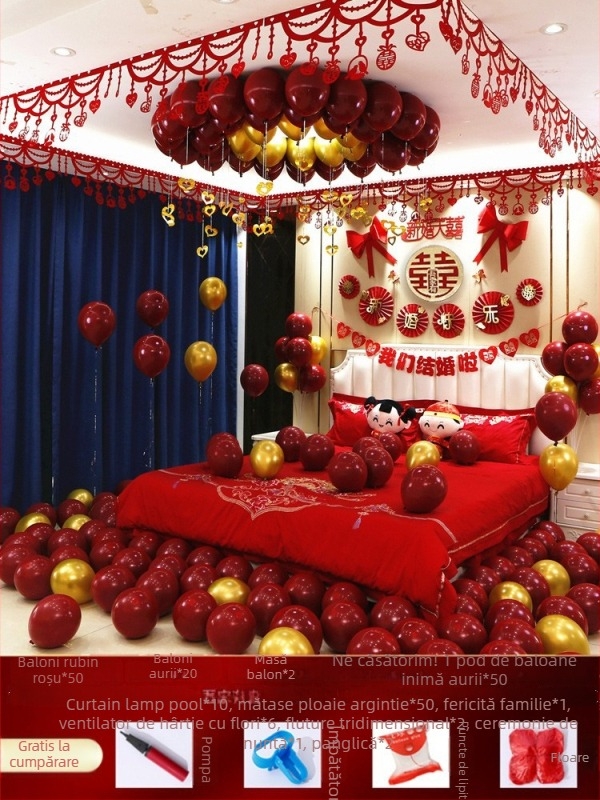 Set decor camere de nuntă — textil nețesut; ambalaj carton; destinat nunții; categorie: Alte accesorii de nuntă