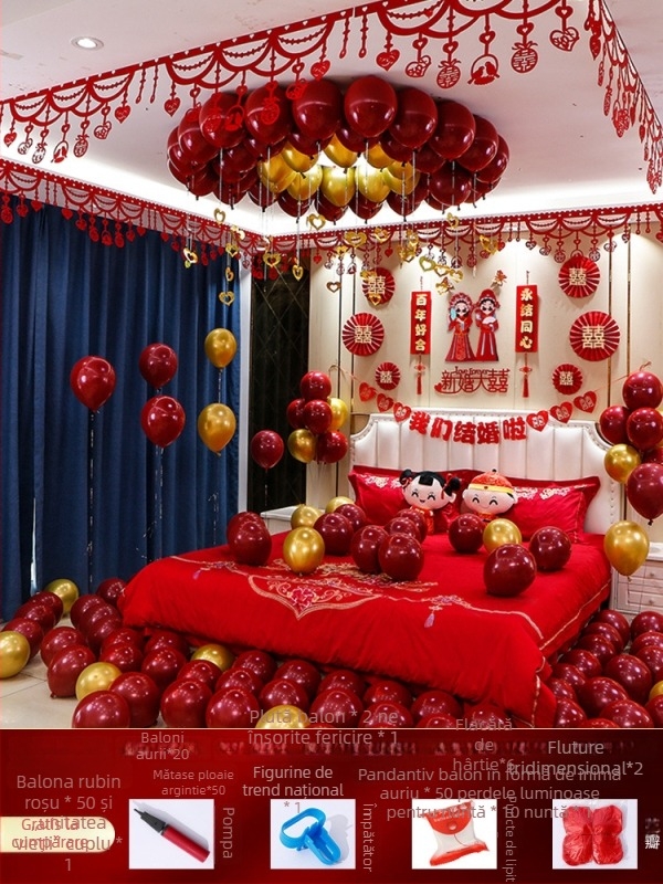 Set decor camere de nuntă — textil nețesut; ambalaj carton; destinat nunții; categorie: Alte accesorii de nuntă