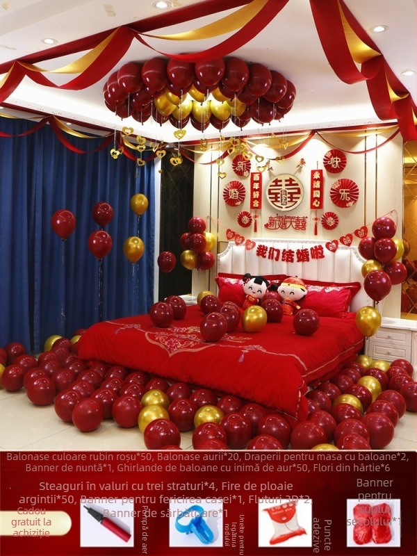 Set decor camere de nuntă — textil nețesut; ambalaj carton; destinat nunții; categorie: Alte accesorii de nuntă