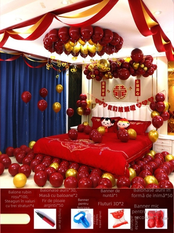 Set decor camere de nuntă — textil nețesut; ambalaj carton; destinat nunții; categorie: Alte accesorii de nuntă