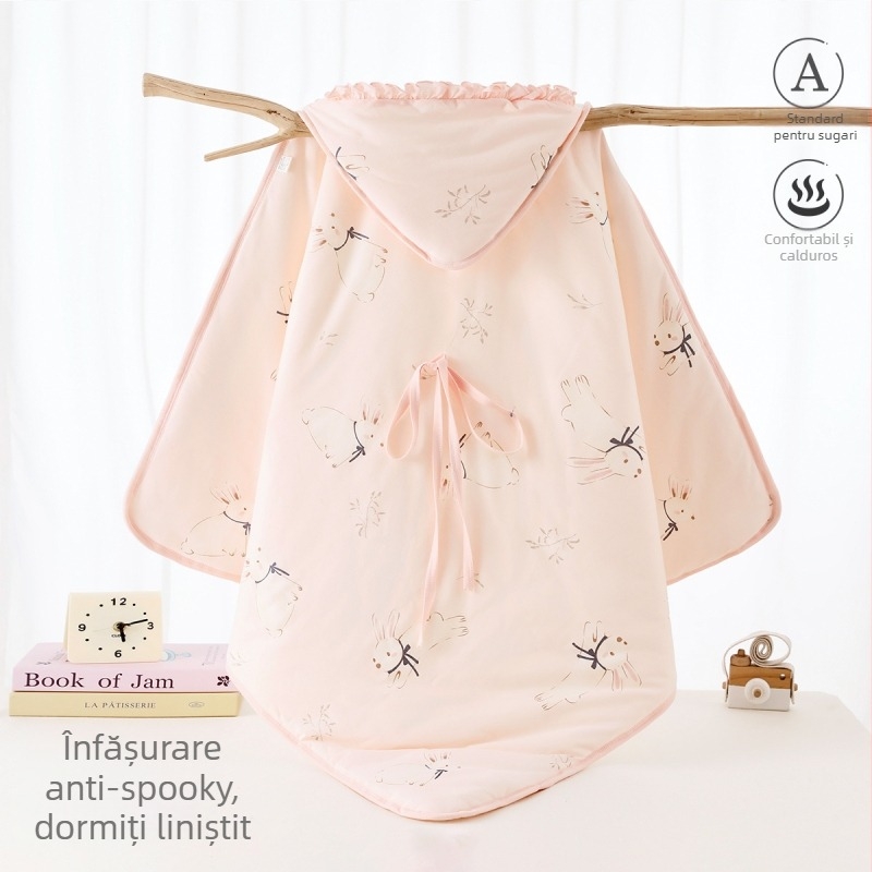 Pătură pentru nou-născuți pentru salonul de nașteri, din bumbac gros cu umplutură de poliester, model cu animale, pentru primăvară, toamnă și iarnă