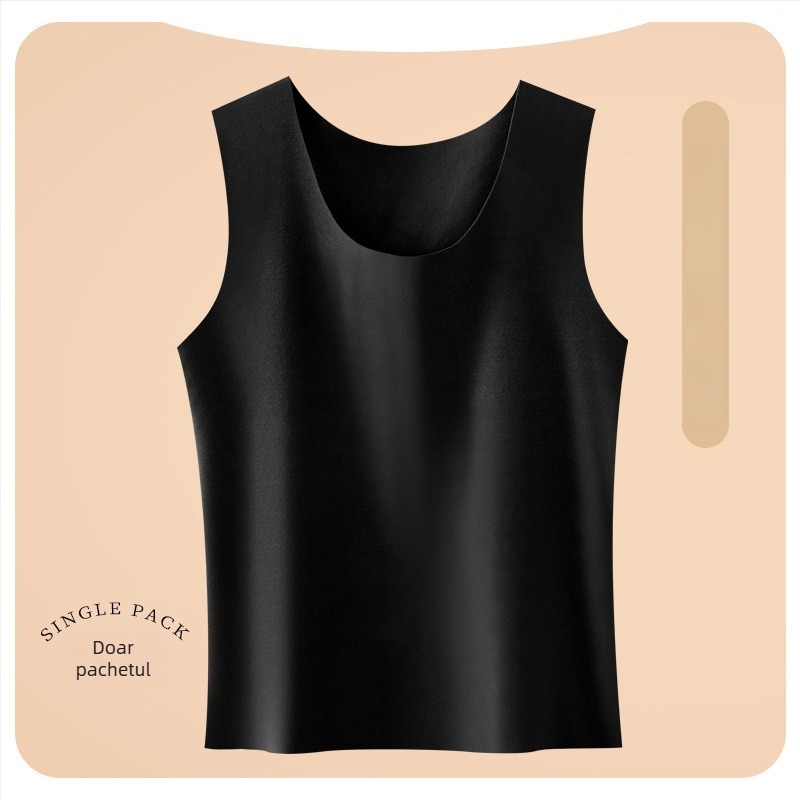 Vesta termică pentru bărbați, groasă, căptușită cu fleece, cu patch, guler în formă de U, pulover fără fermoar, 70-80% poliester, 201-250 g/m²