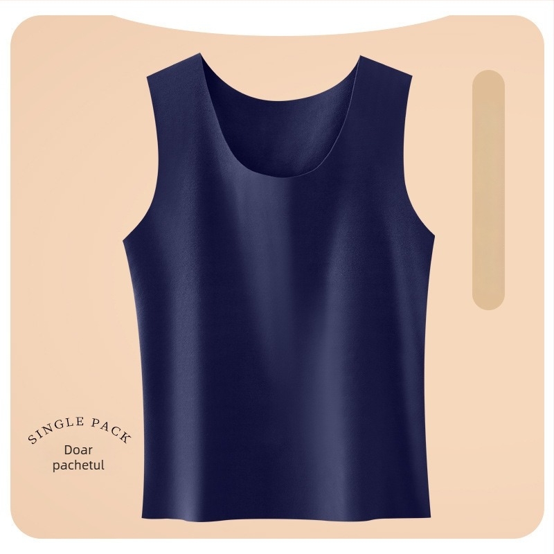 Vesta termică pentru bărbați, groasă, căptușită cu fleece, cu patch, guler în formă de U, pulover fără fermoar, 70-80% poliester, 201-250 g/m²