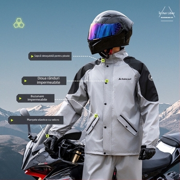 Poncho de ploaie pentru adulți – țesătură poliester spin 0,21 mm, strat PVC impermeabil, echipament versatil pentru motociclete