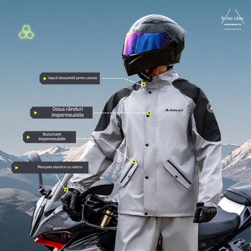 Poncho de ploaie pentru adulți – țesătură poliester spin 0,21 mm, strat PVC impermeabil, echipament versatil pentru motociclete