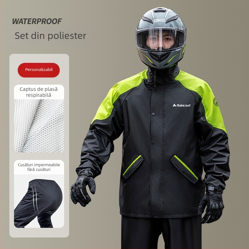 Poncho de ploaie pentru adulți – țesătură poliester spin 0,21 mm, strat PVC impermeabil, echipament versatil pentru motociclete