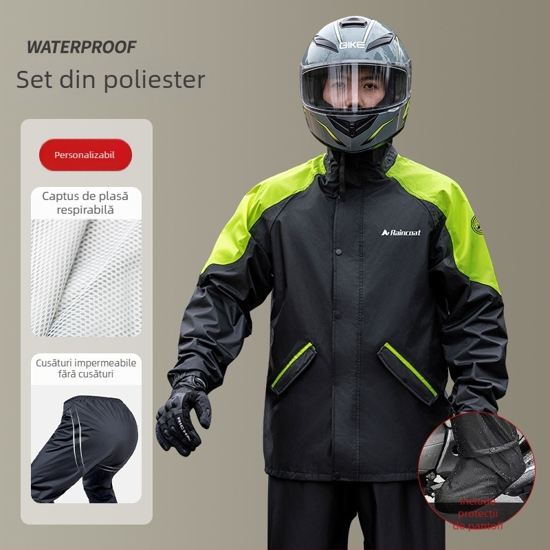 Poncho de ploaie pentru adulți – țesătură poliester spin 0,21 mm, strat PVC impermeabil, echipament versatil pentru motociclete