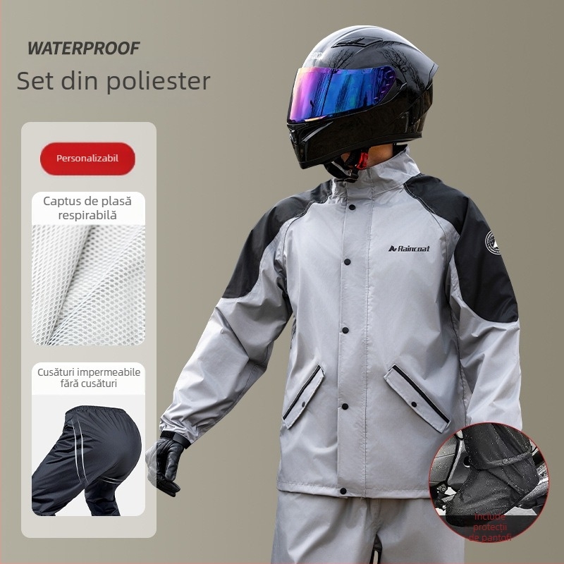 Poncho de ploaie pentru adulți – țesătură poliester spin 0,21 mm, strat PVC impermeabil, echipament versatil pentru motociclete