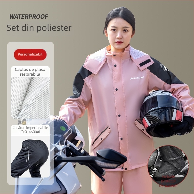 Poncho de ploaie pentru adulți – țesătură poliester spin 0,21 mm, strat PVC impermeabil, echipament versatil pentru motociclete