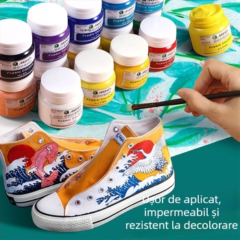 Vopsea de textile cu pigmenți vegetali – 50 ml pe sticlă, impermeabilă, rezistentă la decolorare