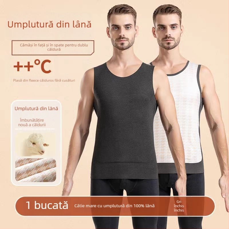 Vesta termică unisex, dublu strat, extra groasă 301-350 g/m², cu velur, glugă, țesătură poliester Derong (90-95% poliester)