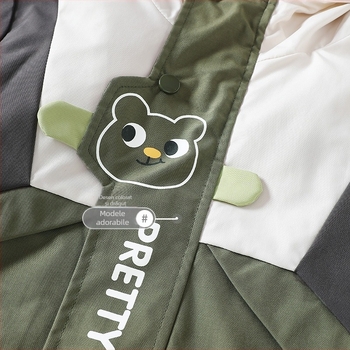 Geacă cu glugă pentru copii, unisex, toamnă, poliester, imprimeu desen animat, fermoar, 1-3 ani