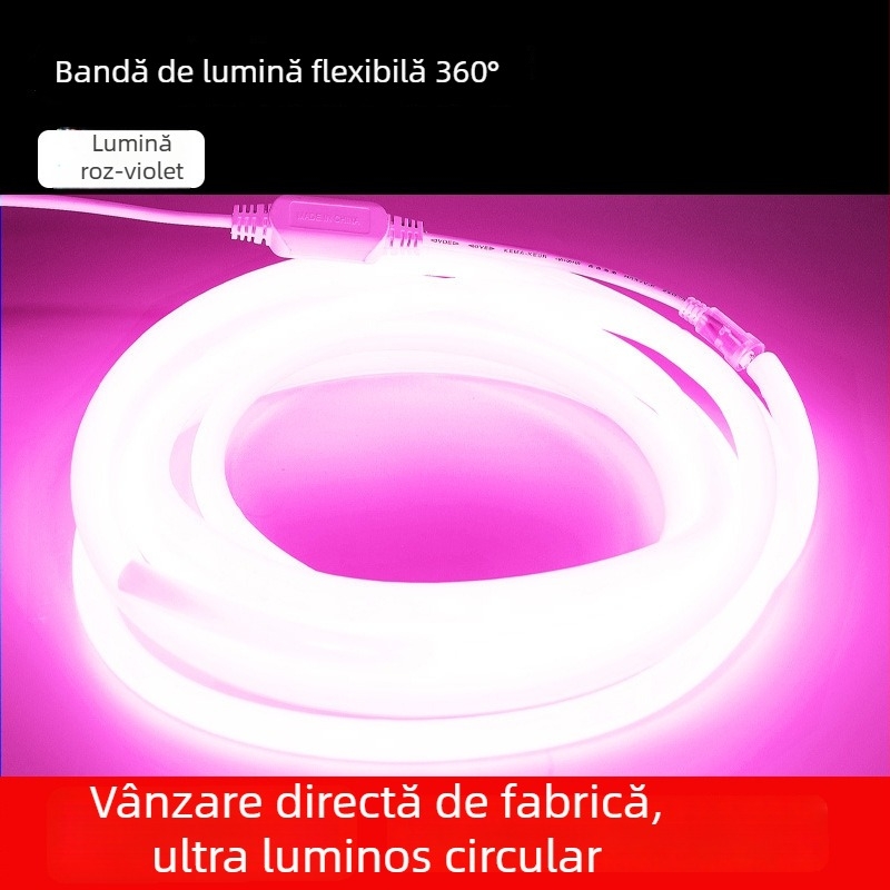 Bandă de iluminare LED circulară 360° flexibilă pentru exterior — monocromă, model 2835, 120 LED, 220V, 12W