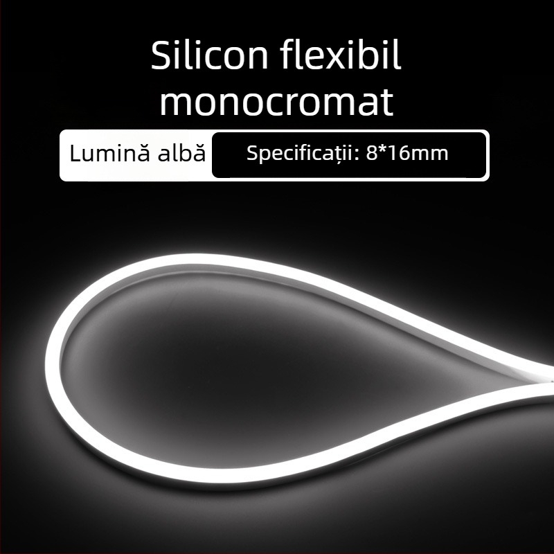 Bandă de iluminare LED circulară 360° flexibilă pentru exterior — monocromă, model 2835, 120 LED, 220V, 12W