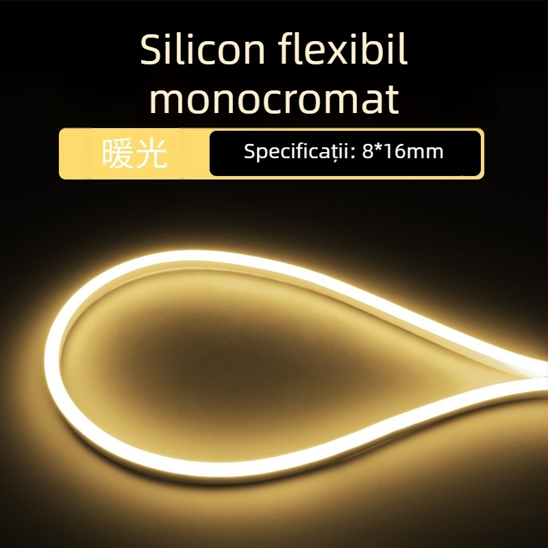 Bandă de iluminare LED circulară 360° flexibilă pentru exterior — monocromă, model 2835, 120 LED, 220V, 12W