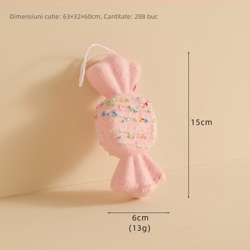 Pandantiv fulg de zăpadă pentru brad cu bețișor de bomboană, material Bubble, stil Crăciun, ambalare individuală