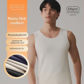 Vesta termică pentru bărbați, cu formă Y, fără cusături, 100% bumbac, strat interior autoîncălzit, primăvara 2024