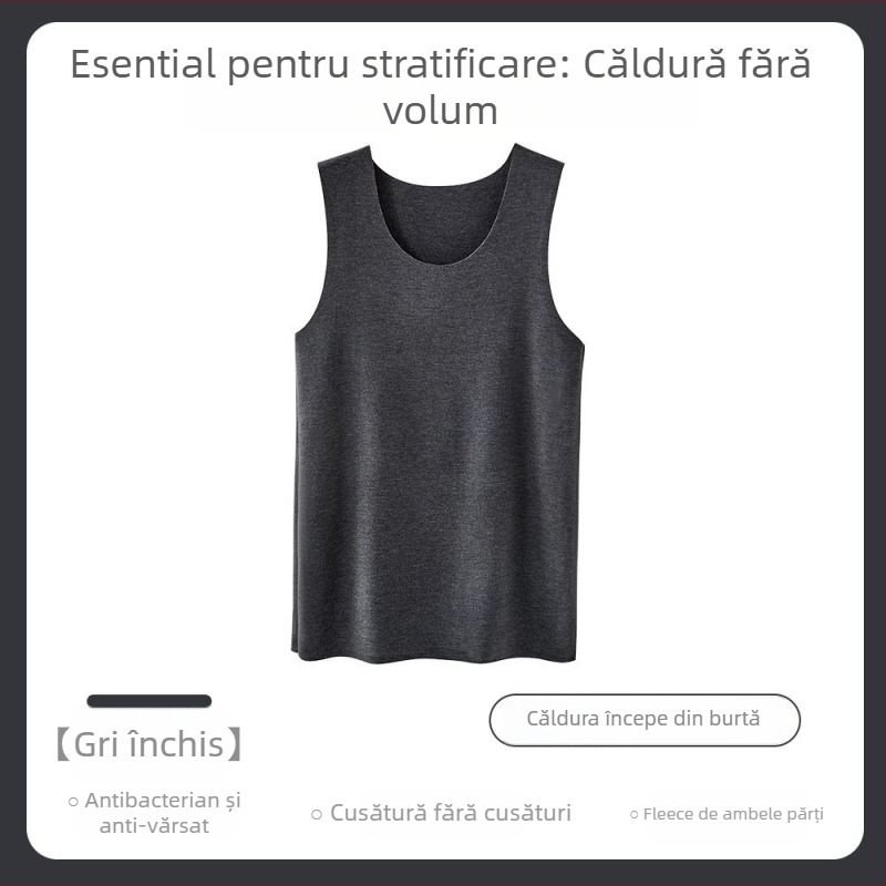 Vesta termică pentru bărbați, cu formă Y, fără cusături, 100% bumbac, strat interior autoîncălzit, primăvara 2024