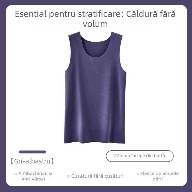 Vesta termică pentru bărbați, cu formă Y, fără cusături, 100% bumbac, strat interior autoîncălzit, primăvara 2024