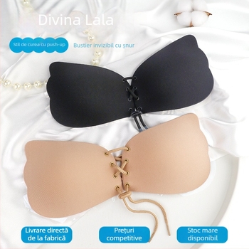 Lingerie push-up de mireasă: Sutien invizibil pentru bust mare, nailon respirabil, acoperire pentru mamelon în formă de aripă, subțire, sexy