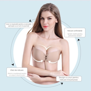 Lingerie push-up de mireasă: Sutien invizibil pentru bust mare, nailon respirabil, acoperire pentru mamelon în formă de aripă, subțire, sexy