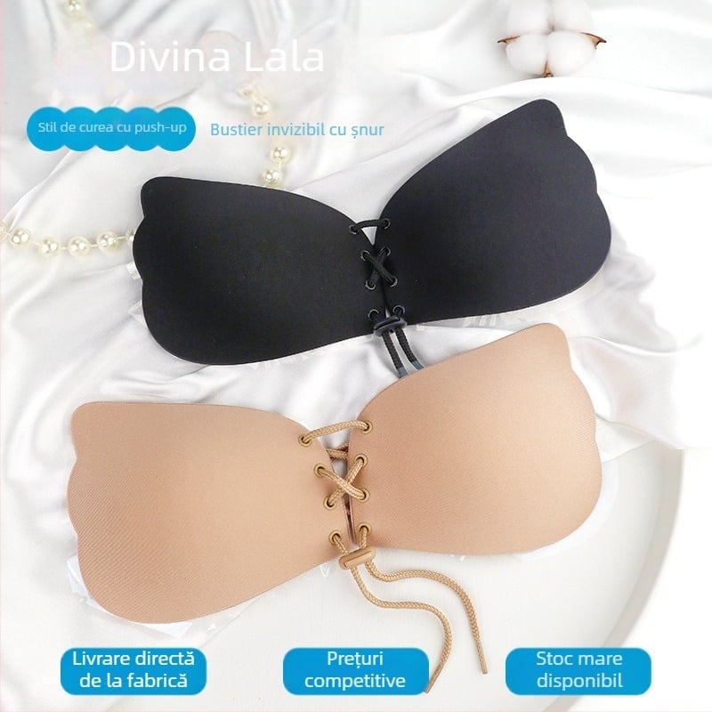 Lingerie push-up de mireasă: Sutien invizibil pentru bust mare, nailon respirabil, acoperire pentru mamelon în formă de aripă, subțire, sexy