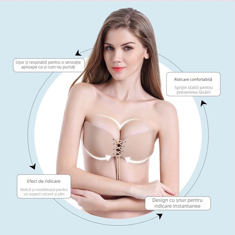Lingerie push-up de mireasă: Sutien invizibil pentru bust mare, nailon respirabil, acoperire pentru mamelon în formă de aripă, subțire, sexy