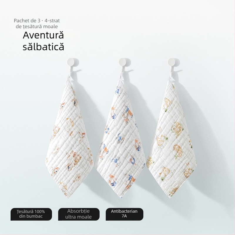 Belleptide Prosop de saliva pentru bebeluși, din bumbac, model desen animat, potrivit pentru sugari și copii 0–3 ani