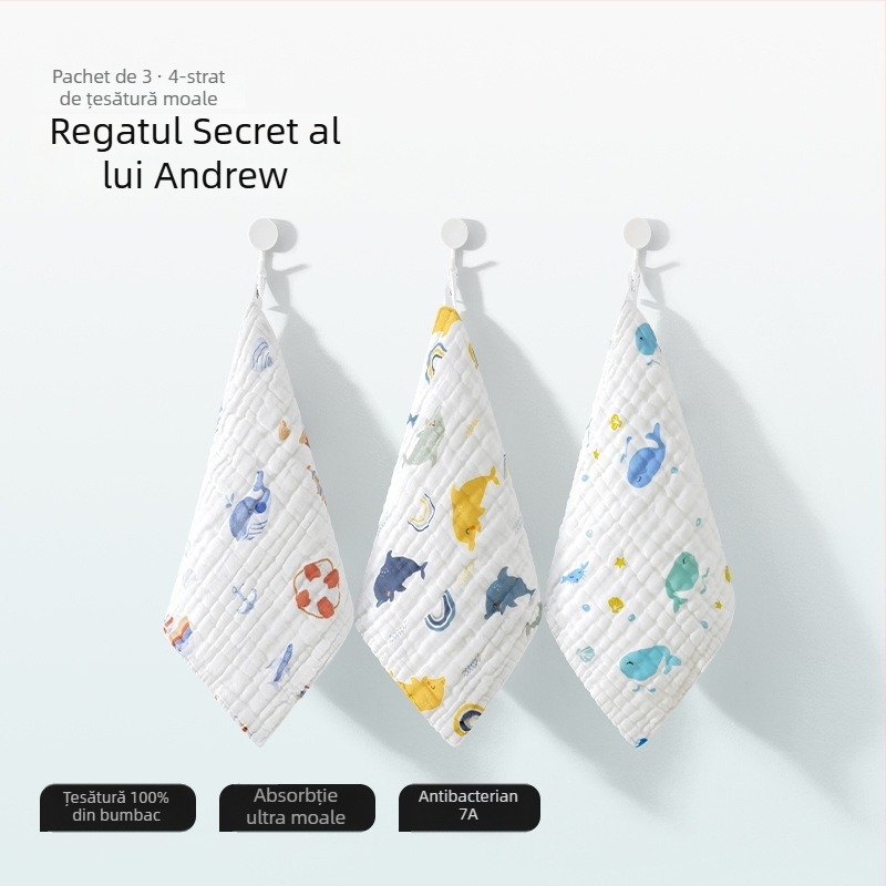 Belleptide Prosop de saliva pentru bebeluși, din bumbac, model desen animat, potrivit pentru sugari și copii 0–3 ani