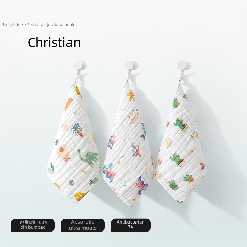 Belleptide Prosop de saliva pentru bebeluși, din bumbac, model desen animat, potrivit pentru sugari și copii 0–3 ani