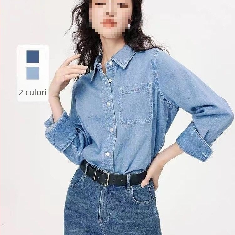 Cămașă satin cu guler polo, croială lejeră, primăvara 2025