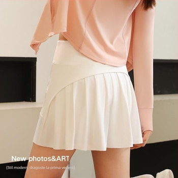 Fustă sport plisată, A-line, talie înaltă, material: nailon 88% + căptușeală spandex 12%, culoare solidă, cod JYJQ001