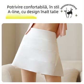 Fustă sport plisată, A-line, talie înaltă, material: nailon 88% + căptușeală spandex 12%, culoare solidă, cod JYJQ001