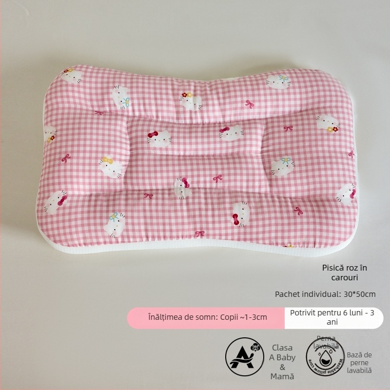 LIFE HOME Pernă de susținere a gâtului pentru copii – înălțime 3–7 cm, umplutură din fibre de poliester, greutate 0–0,5 kg