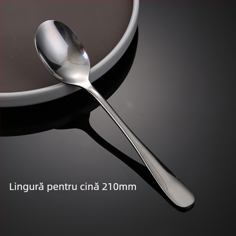 Set cuțit, furculiță și lingură din oțel inoxidabil – design monocrom, stil modern și simplu, specifikații 888