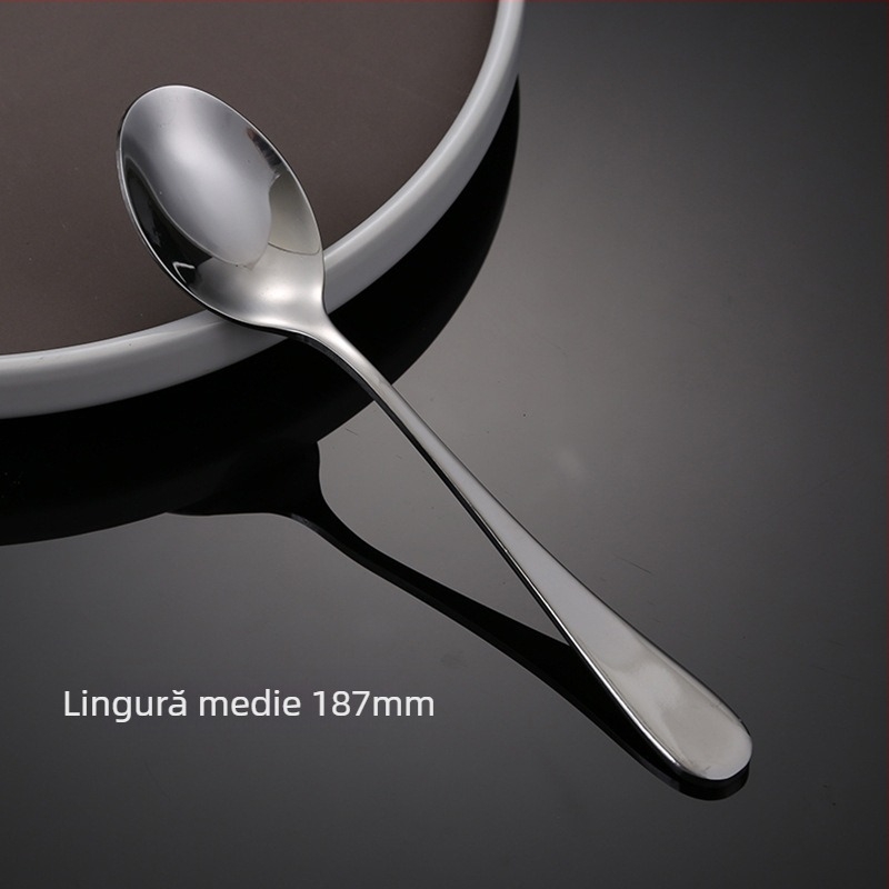 Set cuțit, furculiță și lingură din oțel inoxidabil – design monocrom, stil modern și simplu, specifikații 888