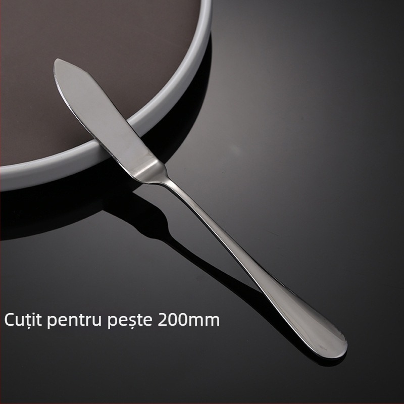 Set cuțit, furculiță și lingură din oțel inoxidabil – design monocrom, stil modern și simplu, specifikații 888
