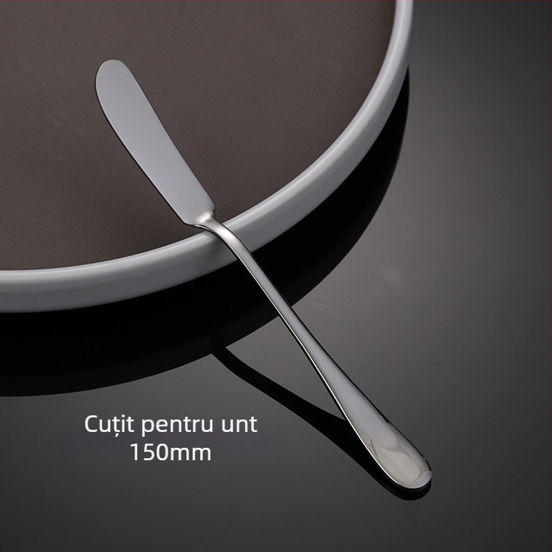 Set cuțit, furculiță și lingură din oțel inoxidabil – design monocrom, stil modern și simplu, specifikații 888