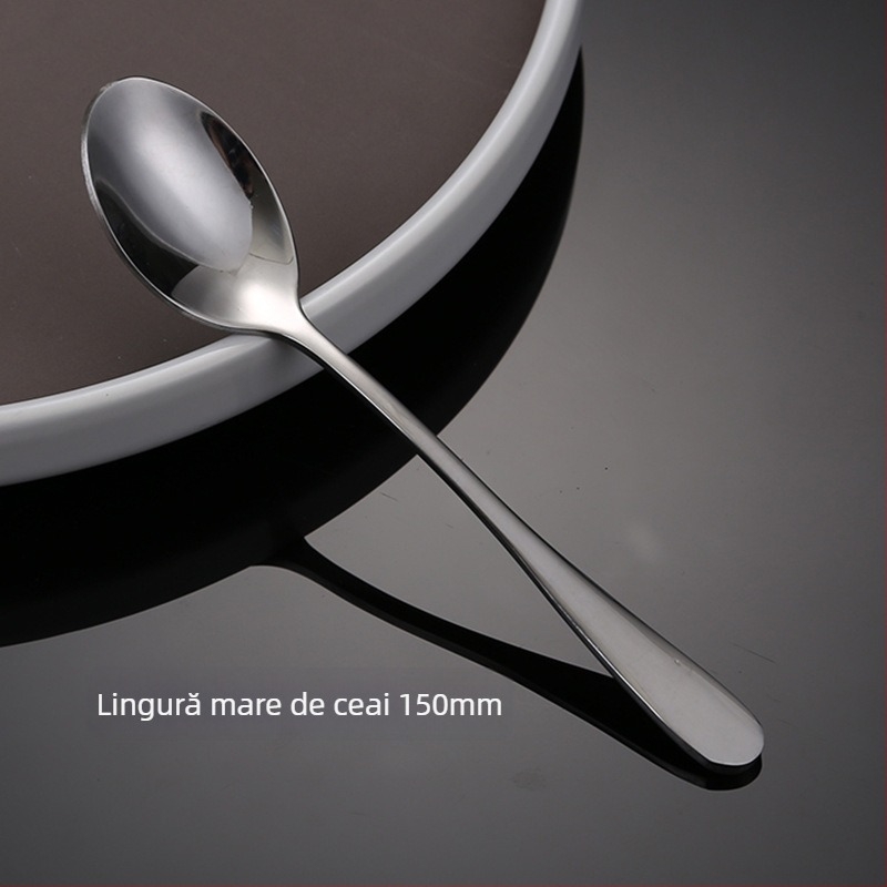 Set cuțit, furculiță și lingură din oțel inoxidabil – design monocrom, stil modern și simplu, specifikații 888