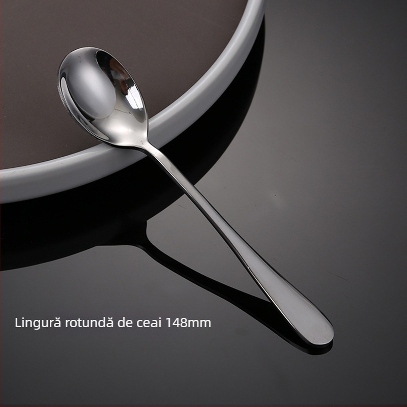 Set cuțit, furculiță și lingură din oțel inoxidabil – design monocrom, stil modern și simplu, specifikații 888