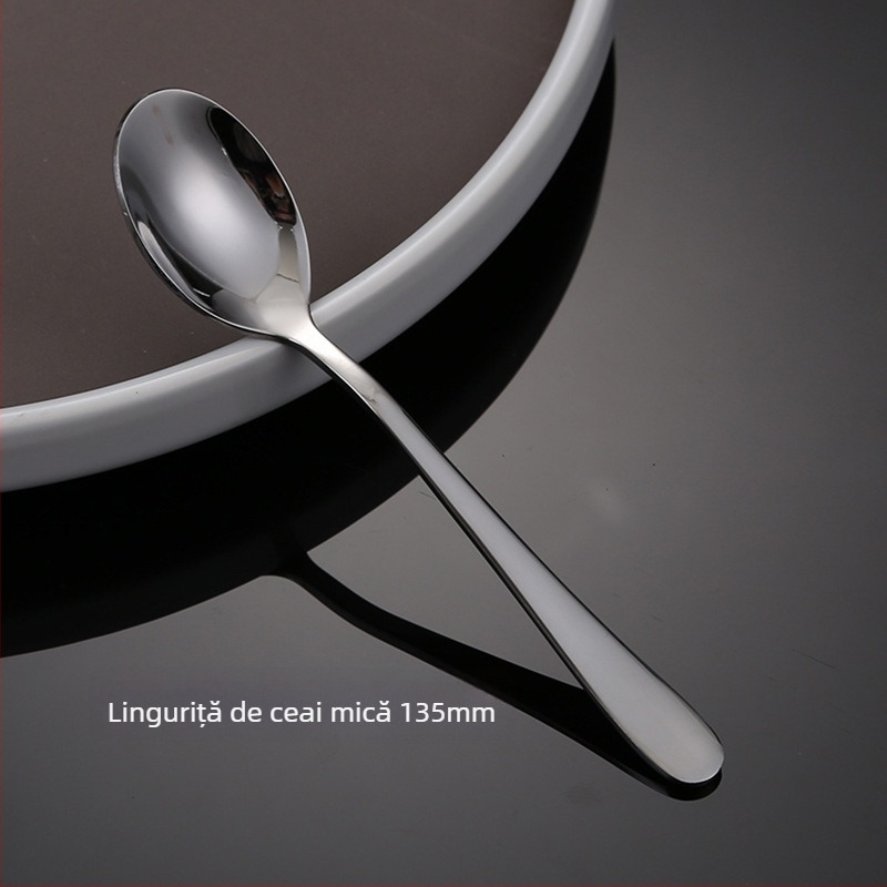 Set cuțit, furculiță și lingură din oțel inoxidabil – design monocrom, stil modern și simplu, specifikații 888